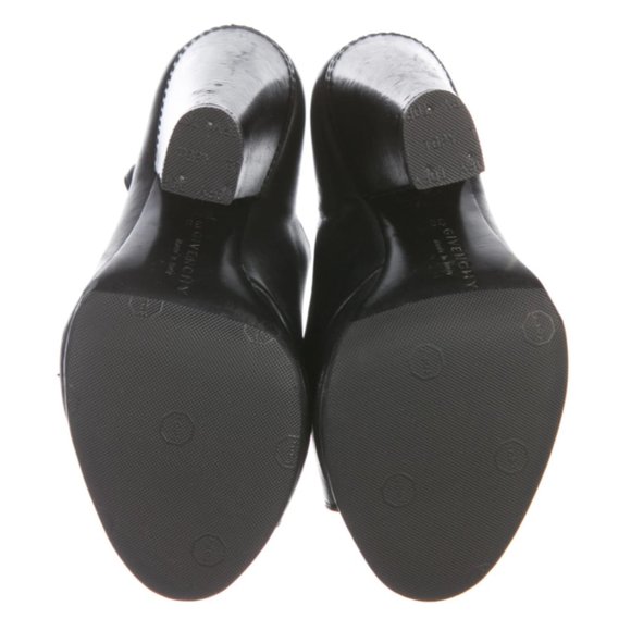 Givenchy Black Leather Peep Toe Lace Up Booties Boots Heels - Picture 6 of 8